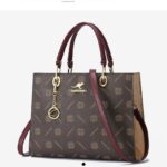 Classic Crossbody Tote Bag in Antique Bronze - Wine Red
