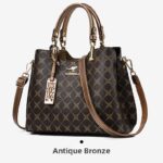 Luxury Patterned Handbag for Women - Antique Bronz