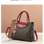 Modern Large Tote Bag for Women - Wine red