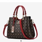 Luxury Patterned Handbag for Women - WINE RED