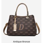Soft Leather Look Shoulder Bag - Antique bronze